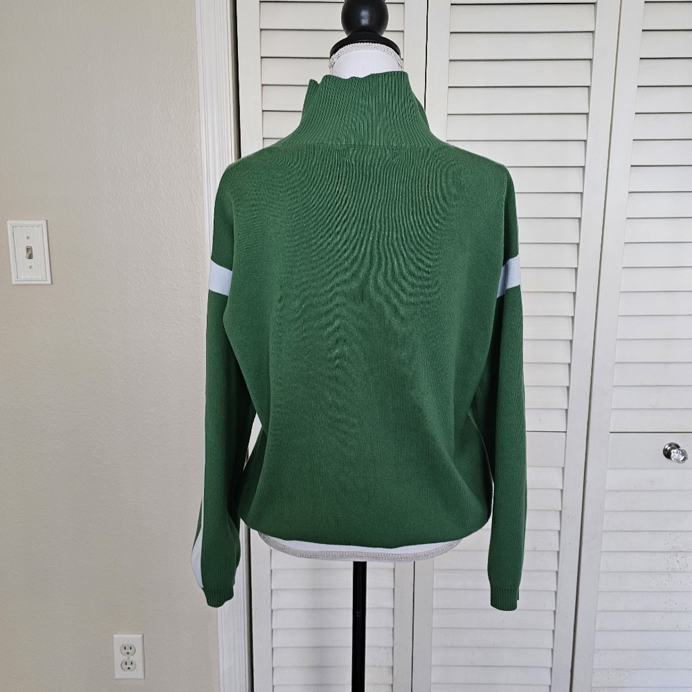 La Ligne X Target Mock Turtleneck Sweater Size M Green Stripe Sleeve - Picture 10 of 12
